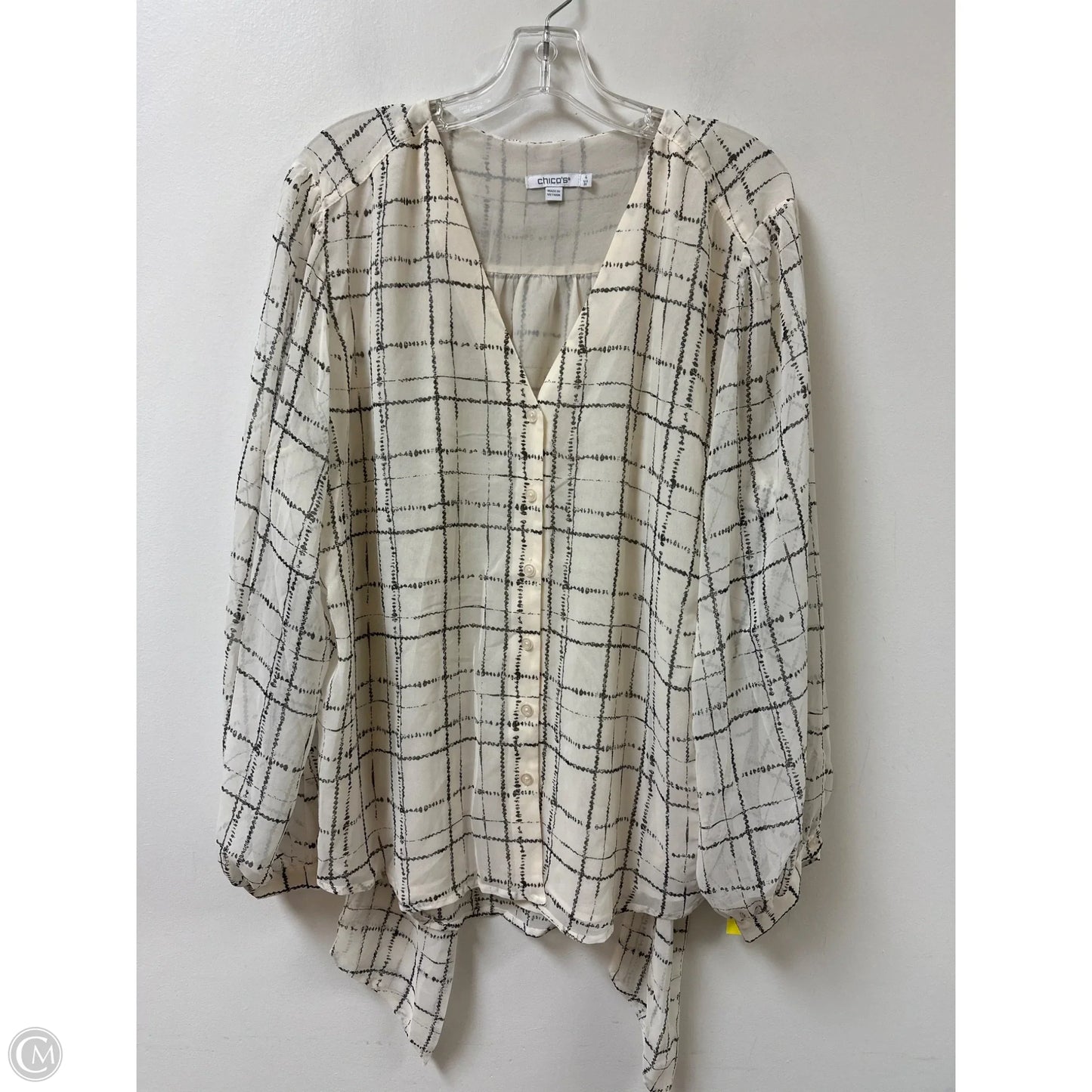 Blouse Long Sleeve By Chicos In Cream, Size: 2x