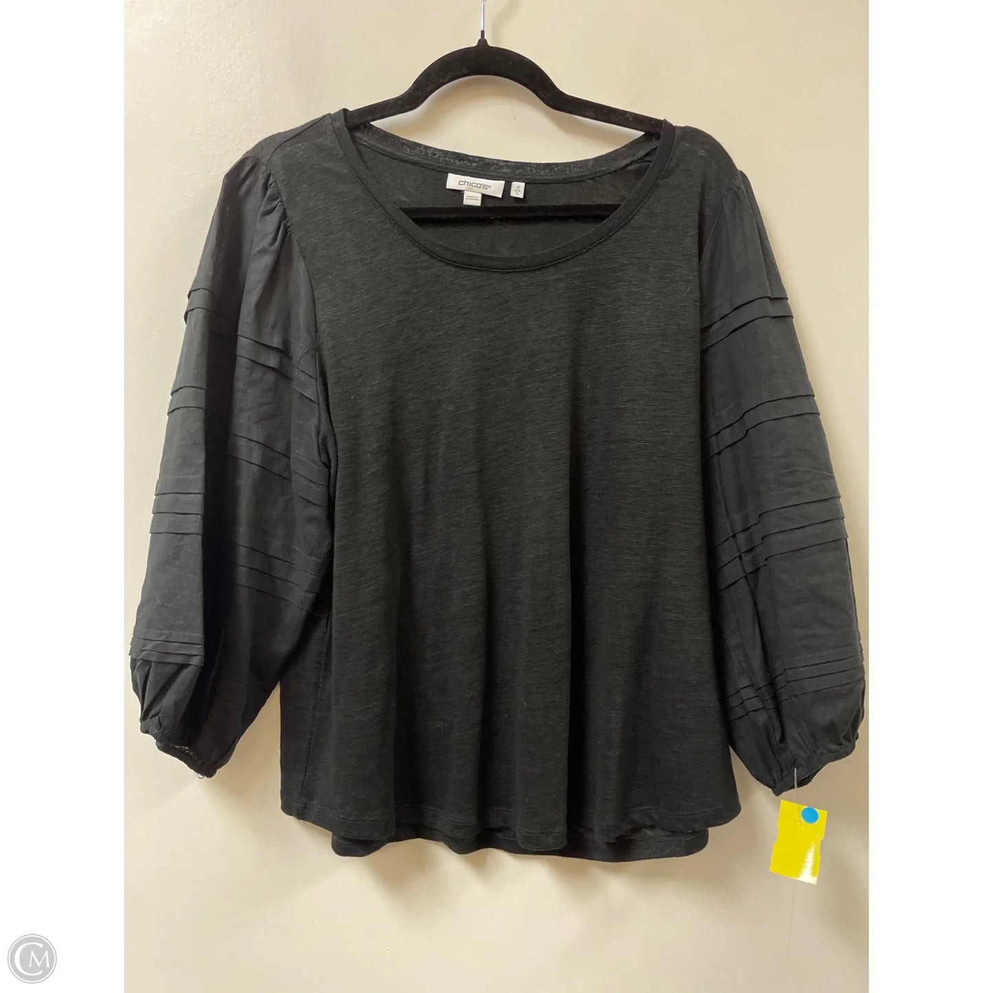 Top Short Sleeve By Chicos In Black, Size: L