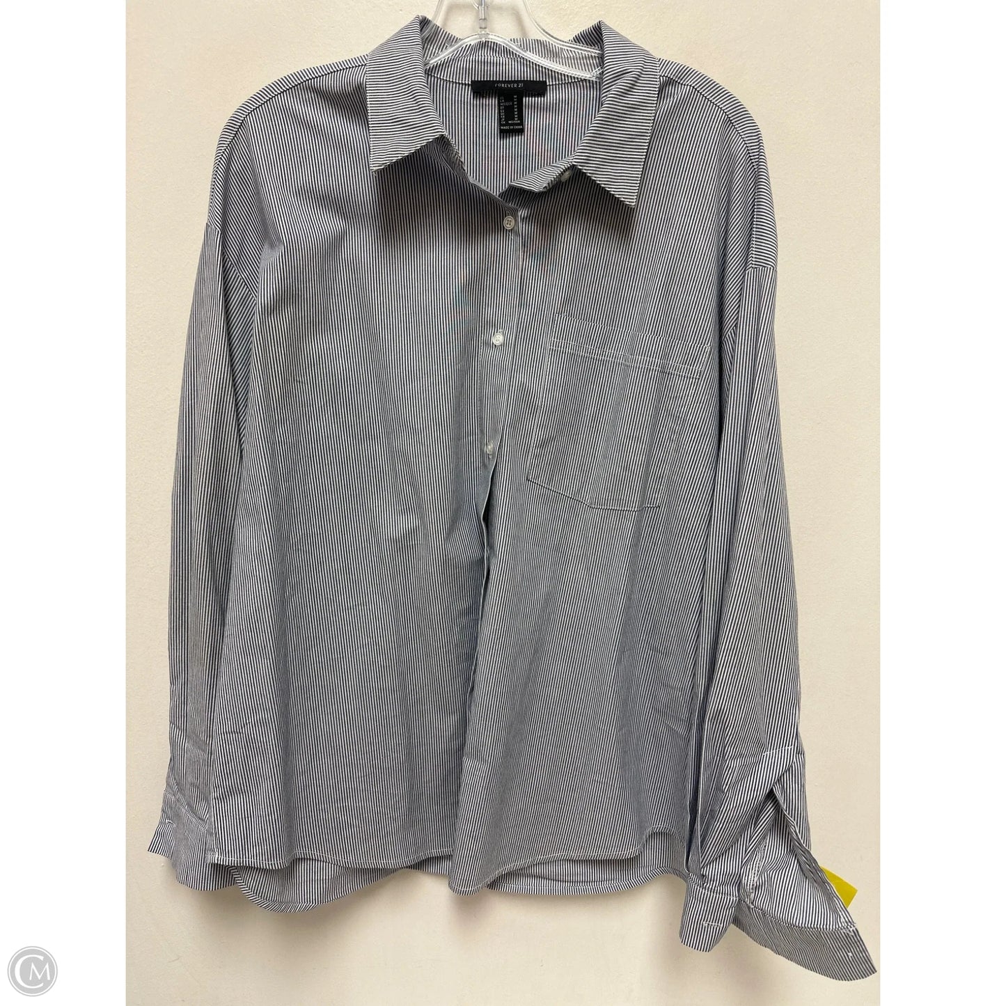 Blouse Long Sleeve By Forever 21 In Blue, Size: M