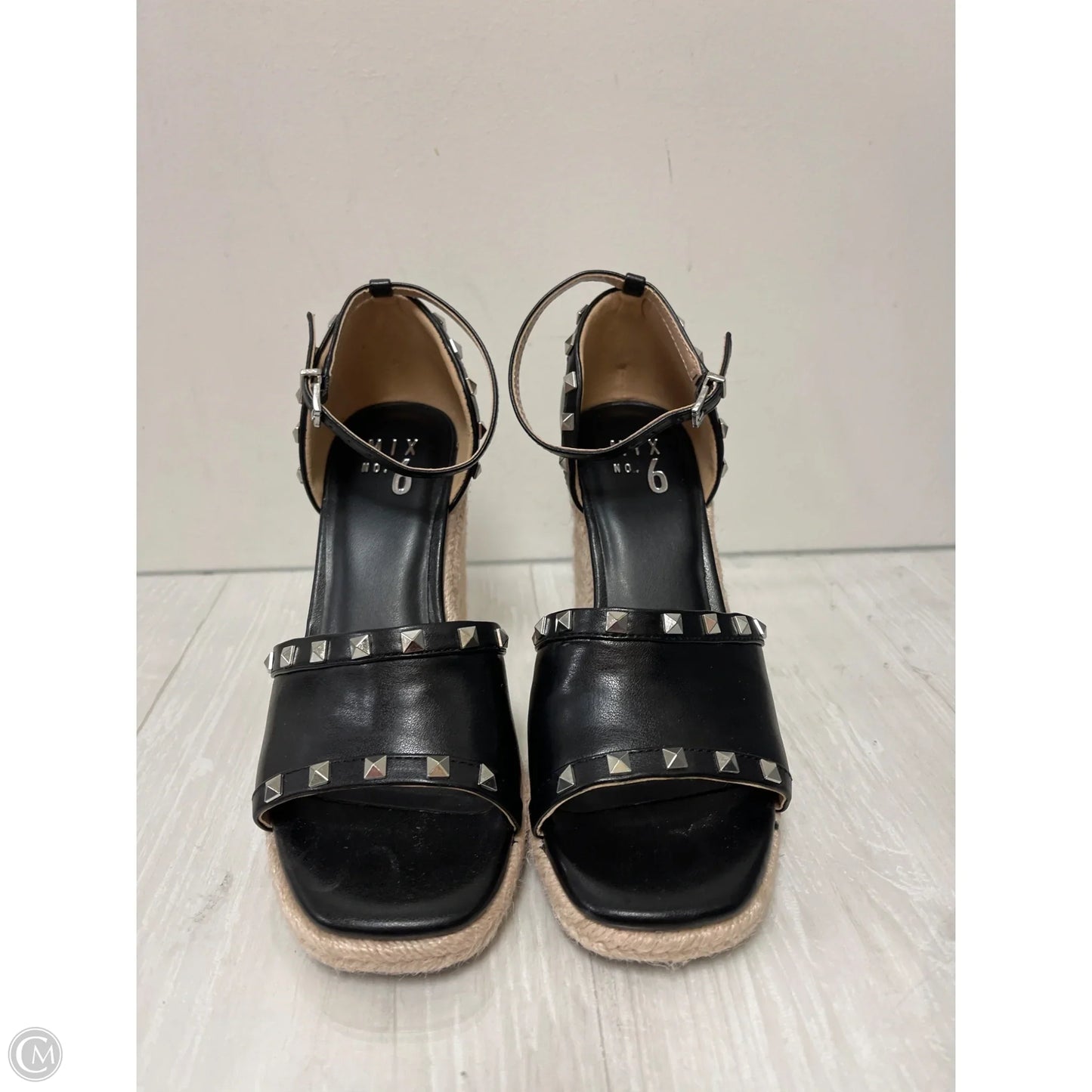 Sandals Heels Wedge By Mix No 6 In Black, Size: 7