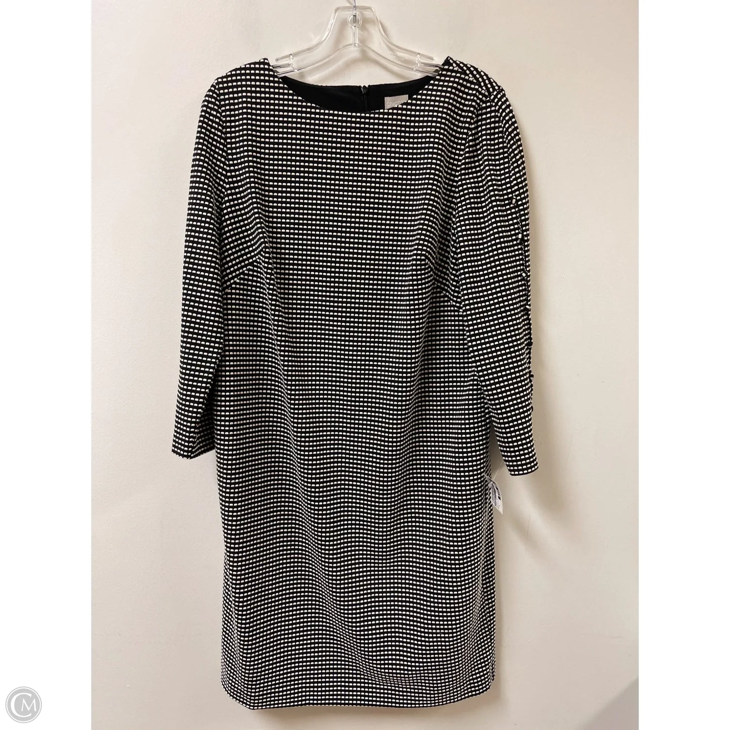 Dress Casual Midi By Chicos In Black & White, Size: M