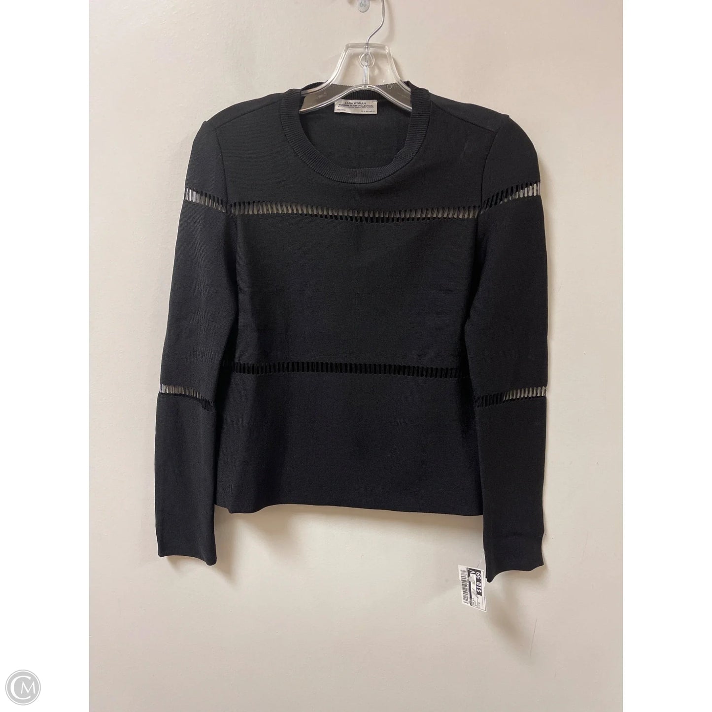 Top Long Sleeve By Zara In Black, Size: M