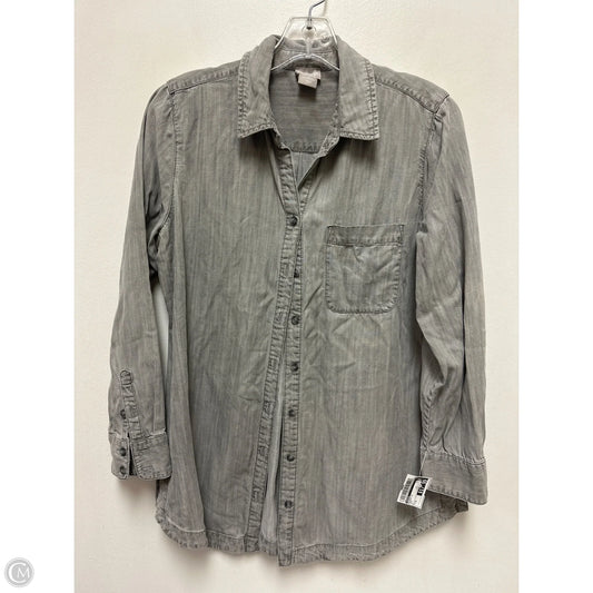 Blouse Long Sleeve By Chicos In Grey, Size: M