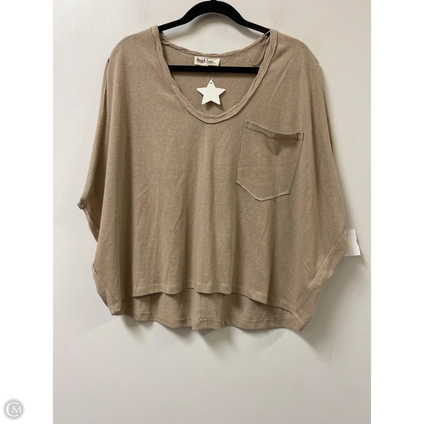 Top Short Sleeve By Peach Love Cream California In Tan, Size: M