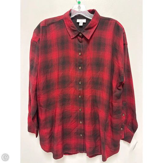 Blouse Long Sleeve By J. Jill In Red, Size: M