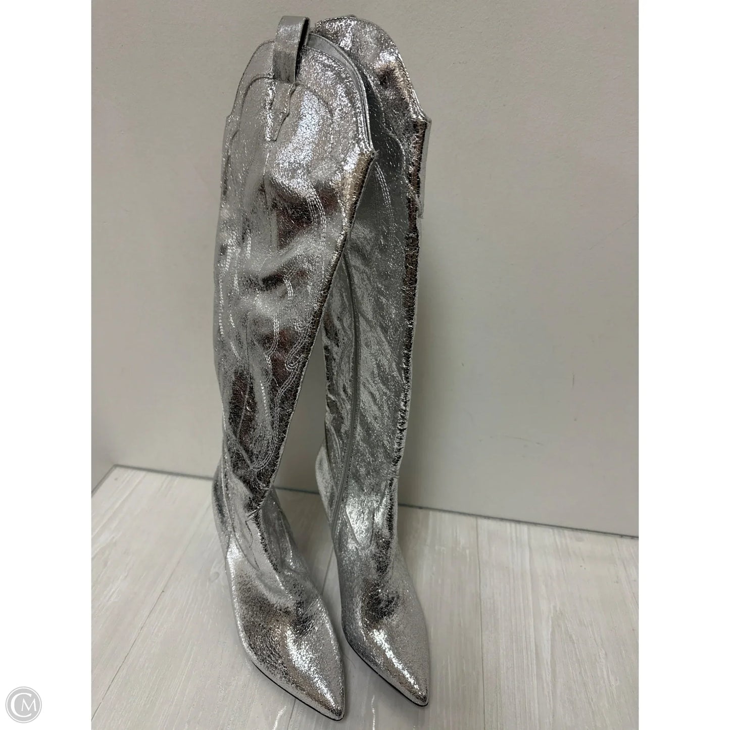 Boots Western By Forever 21 In Silver, Size: 8