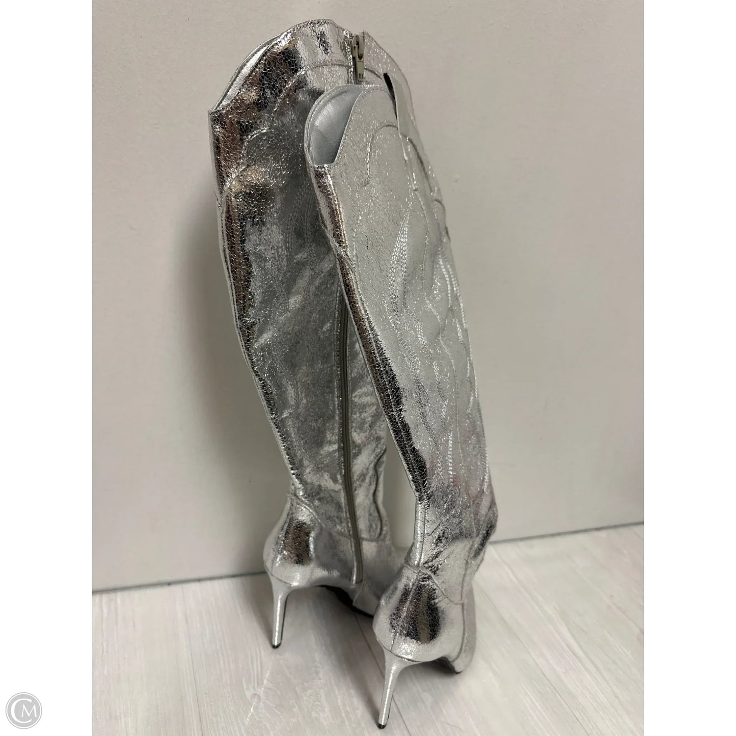 Boots Western By Forever 21 In Silver, Size: 8