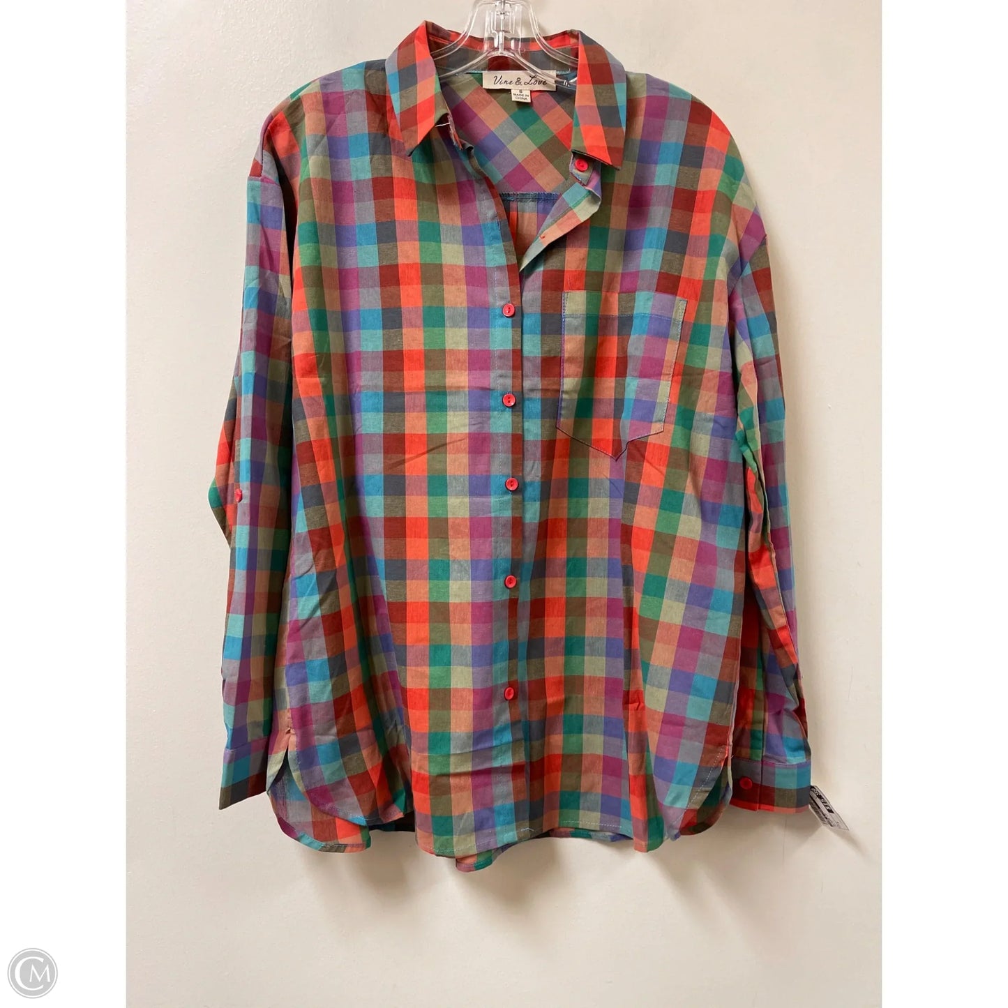 Blouse Long Sleeve By Vine & Love In Multi-colored, Size: S