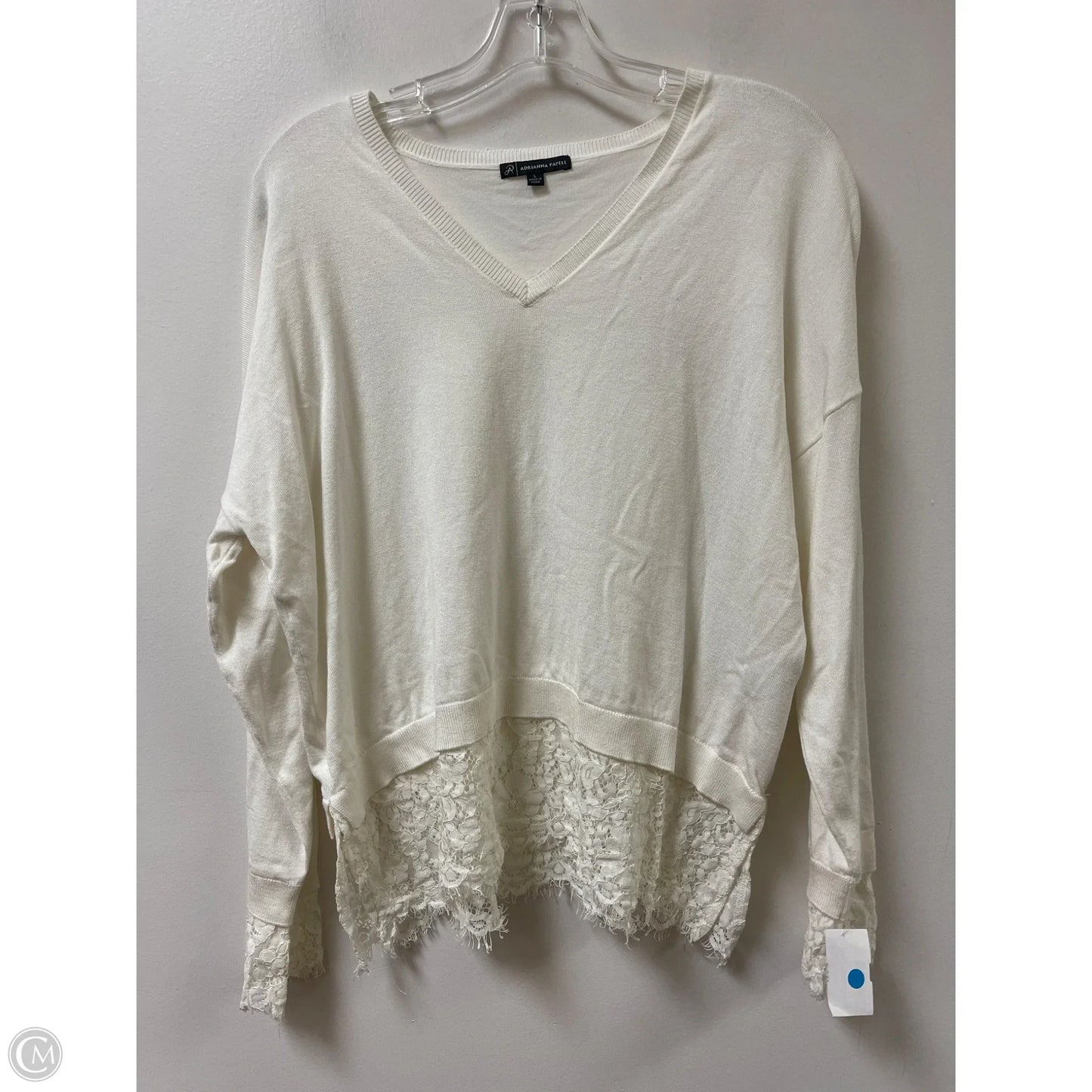 Top Long Sleeve By Adrianna Papell In Cream, Size: L