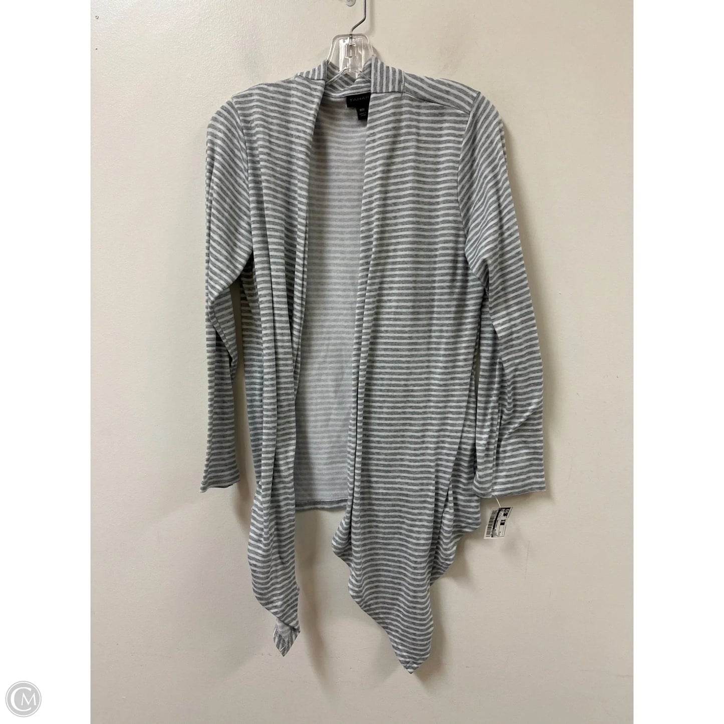 Sweater Cardigan By Tahari In Grey, Size: M