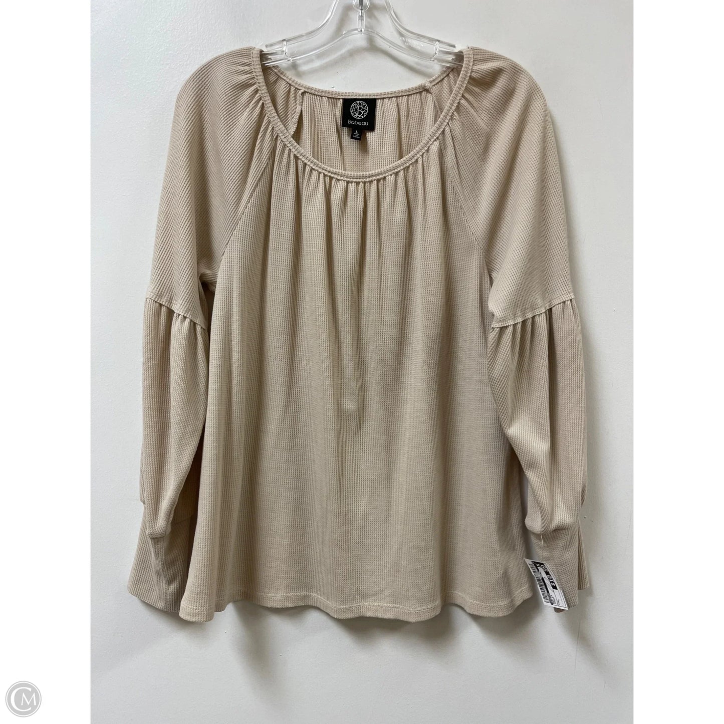 Top Long Sleeve By Bobeau In Cream, Size: L