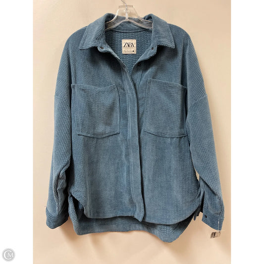 Jacket Shirt By Zara In Blue, Size: L