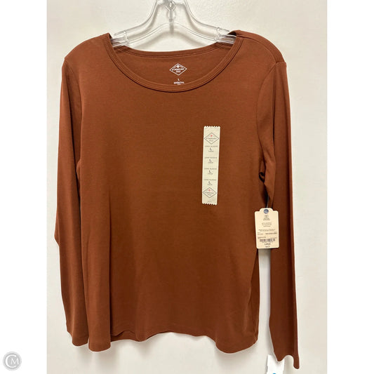 Top Long Sleeve By St Johns Bay In Brown, Size: L