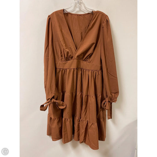 Dress Casual Midi By Clothes Mentor In Brown, Size: 1x