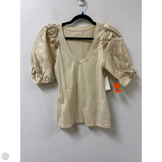Top Short Sleeve By Anthropologie In Cream, Size: S