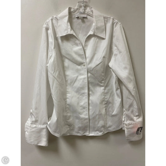 Blouse Long Sleeve By Calvin Klein In White, Size: 1x