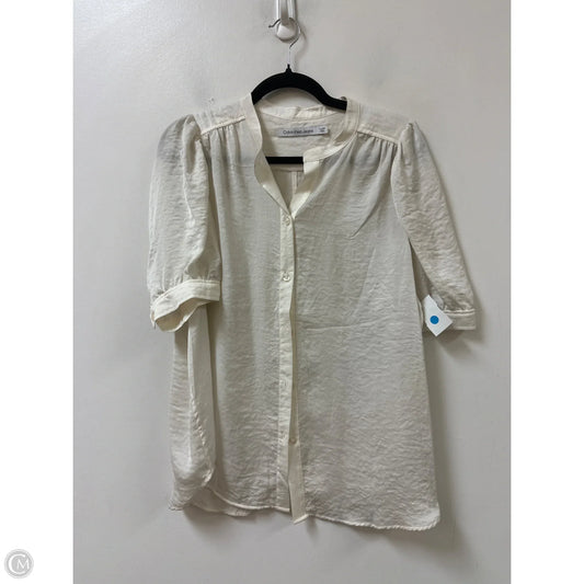Blouse Short Sleeve By Calvin Klein In Cream, Size: Xl