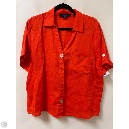 Blouse Short Sleeve By Marc New York In Orange, Size: L