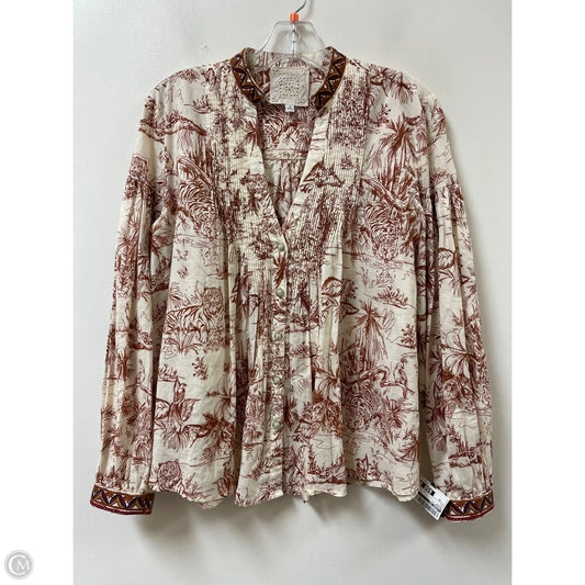 Blouse Long Sleeve By Johnny Was In Brown, Size: Xs