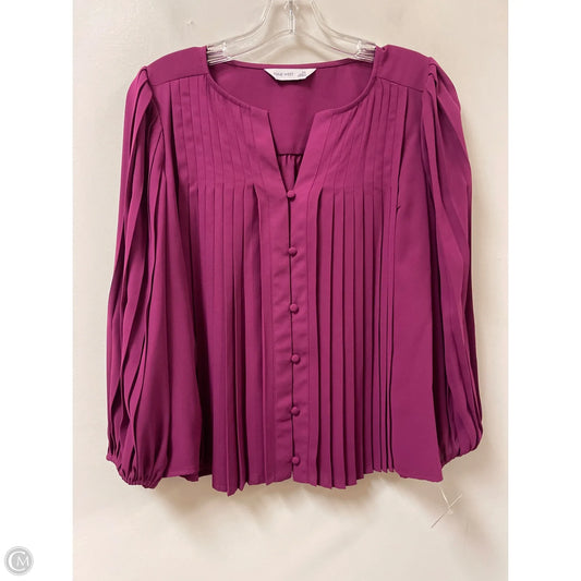 Blouse Long Sleeve By Nine West In Purple, Size: Xs