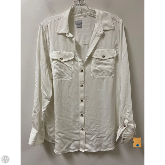 Blouse Long Sleeve By Chicos In White, Size: L