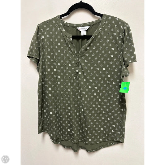 Top Short Sleeve By Liz Claiborne In Green, Size: L