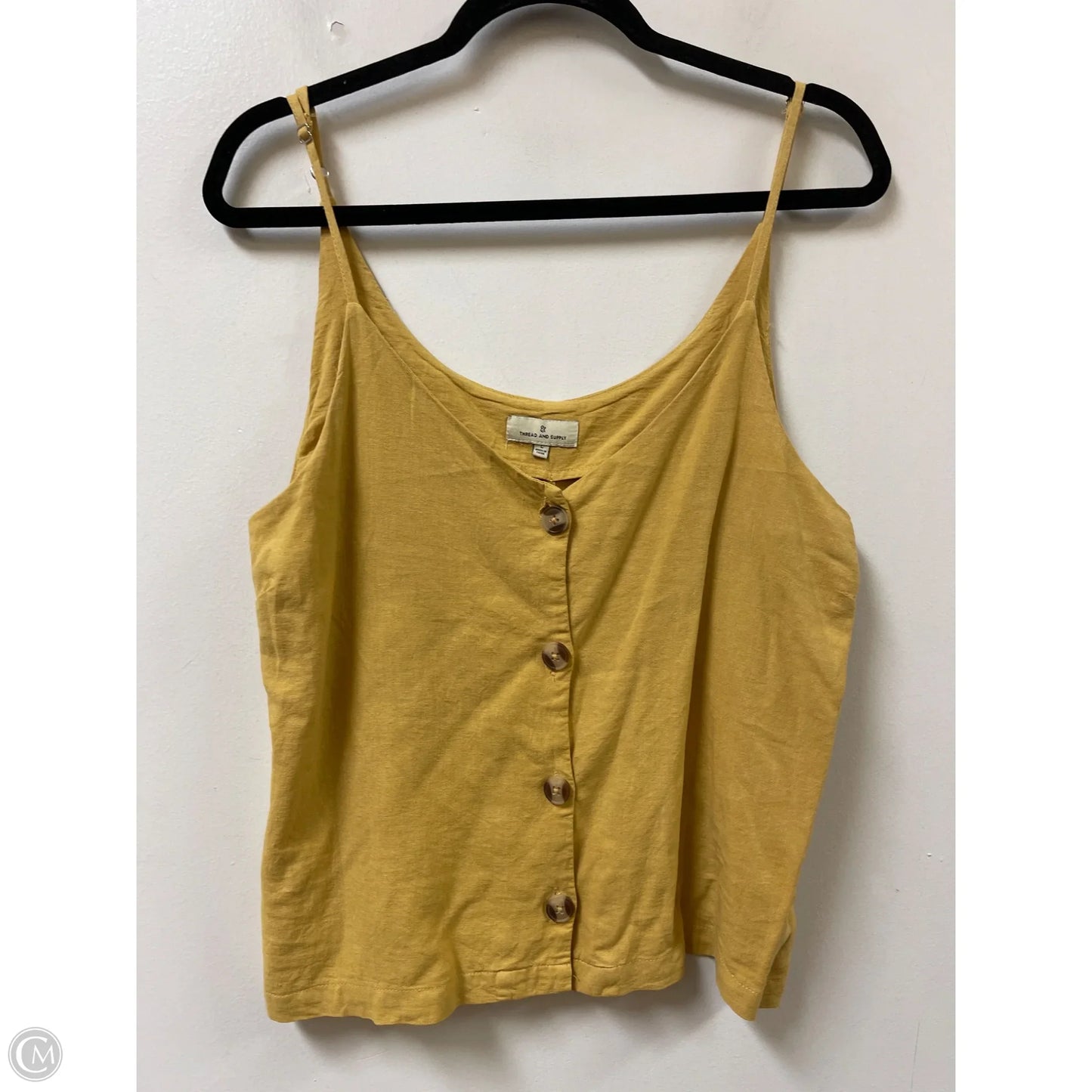 Top Sleeveless By Thread And Supply In Yellow, Size: L