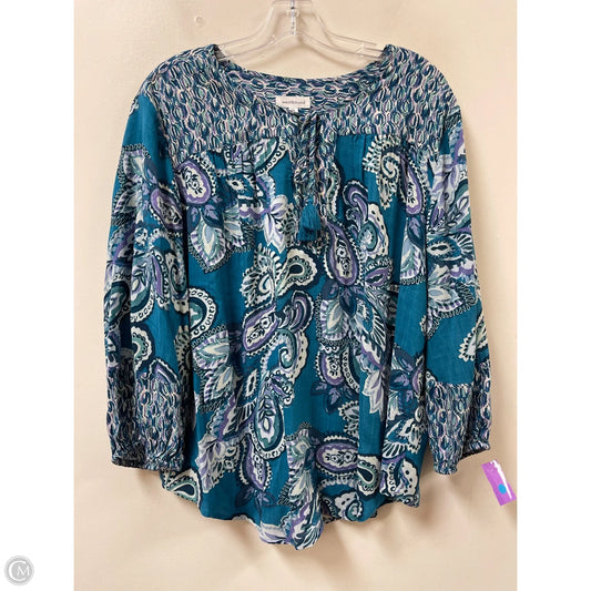 Top Long Sleeve By West Bound In Blue, Size: Xl