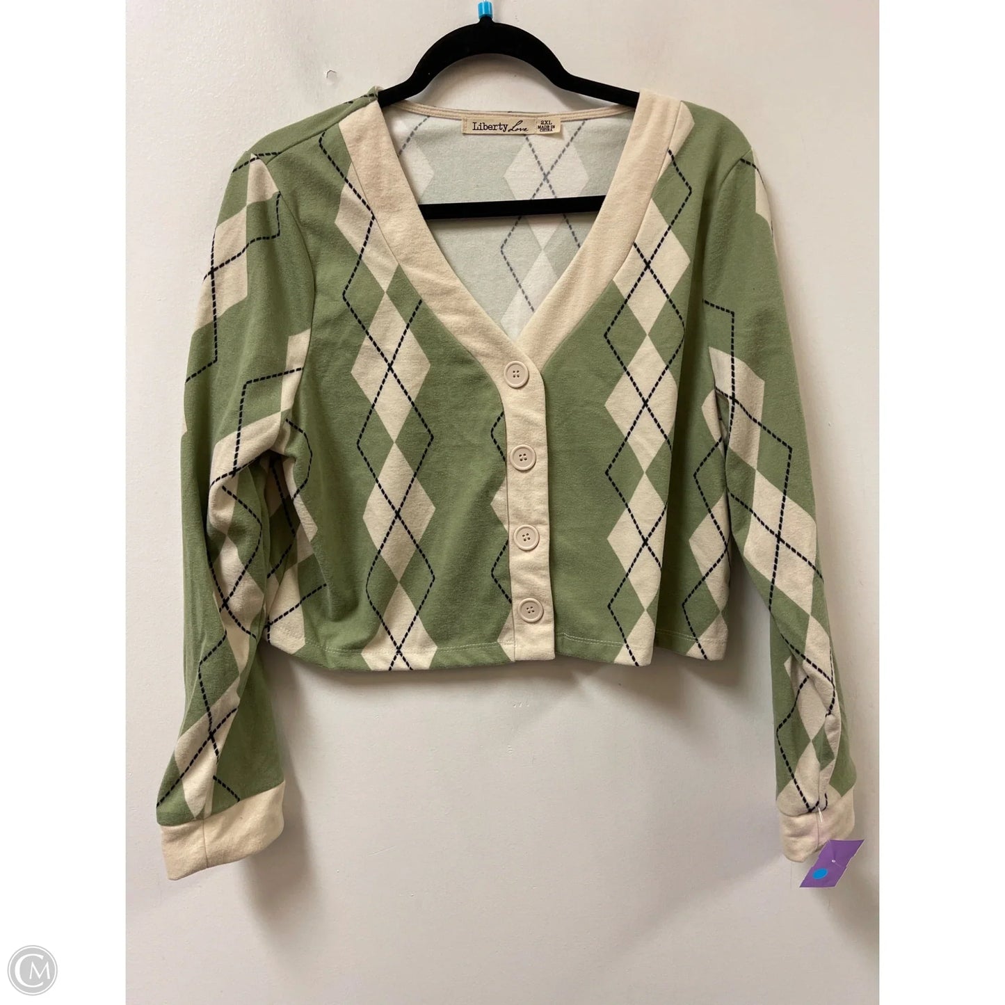 Sweater Cardigan By Liberty Love In Green, Size: 2x
