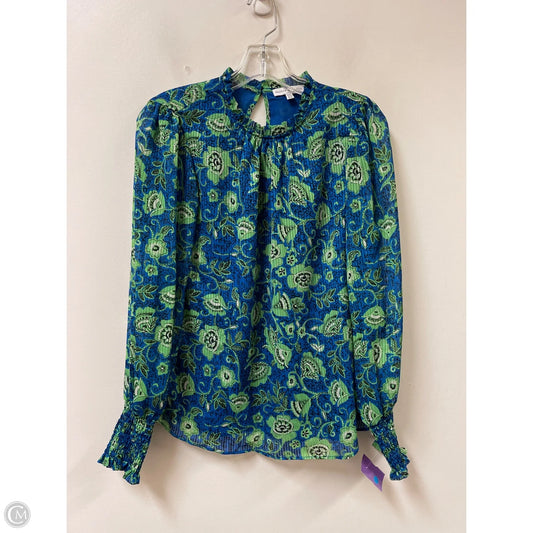 Top Long Sleeve By Maison Damelie In Blue & Green, Size: Xs