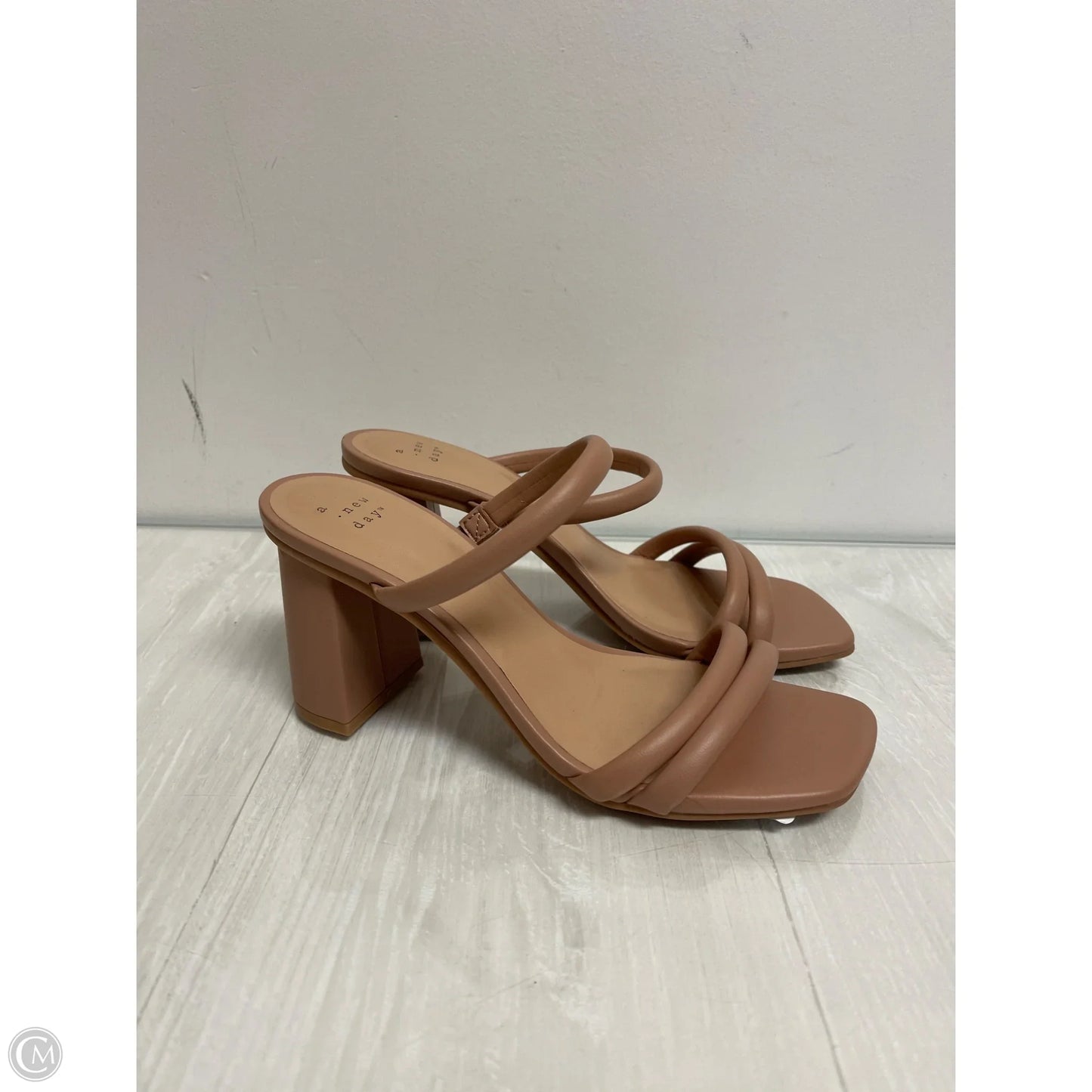 Sandals Heels Block By A New Day In Tan, Size: 7