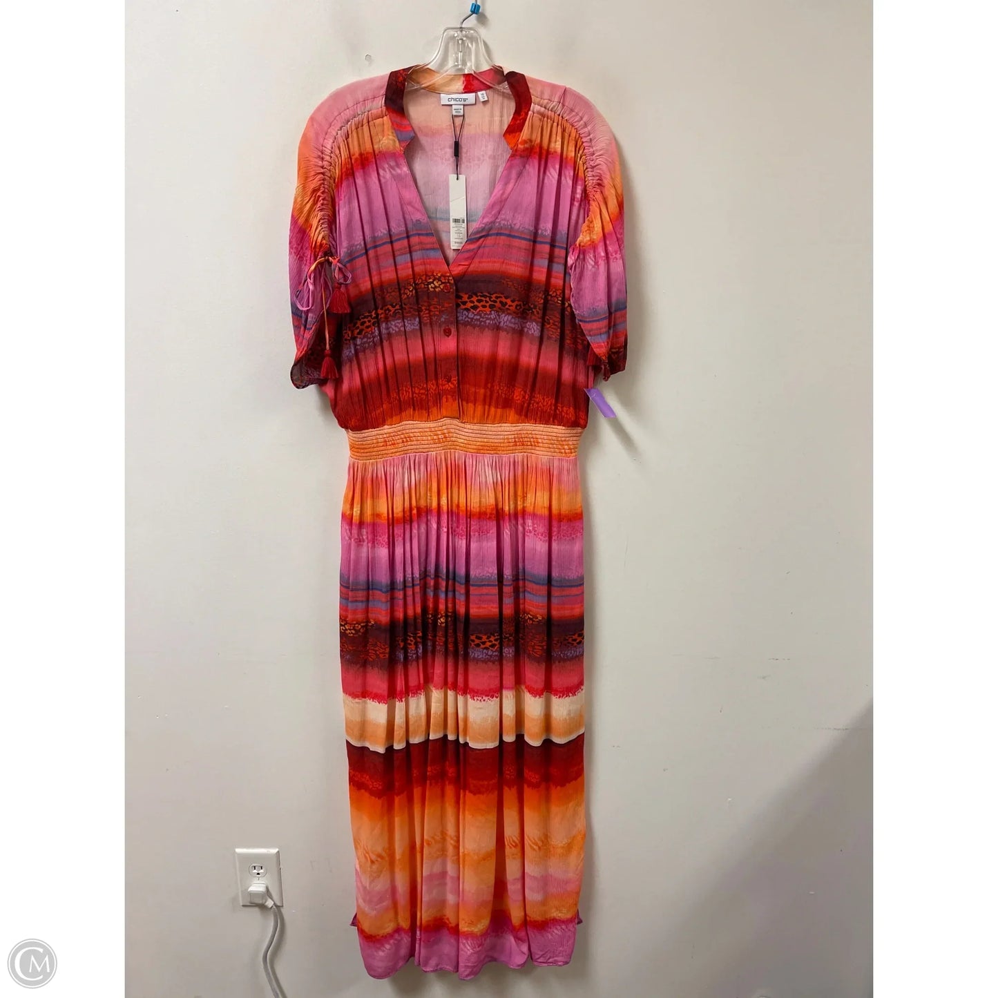 Dress Casual Maxi By Chicos In Orange & Pink, Size: M