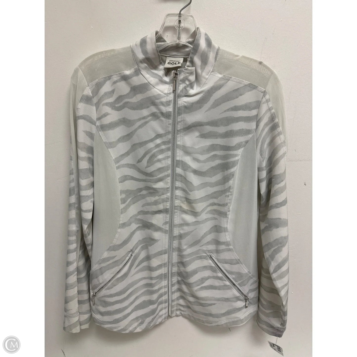Athletic Jacket By Chicos In Grey, Size: M