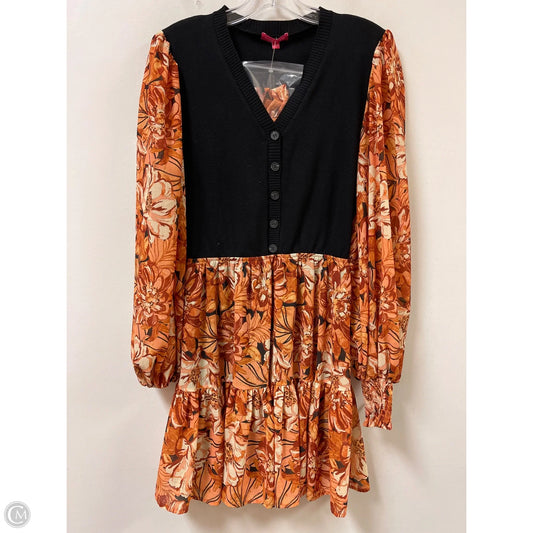 Dress Casual Midi By Flying Tomato In Black & Orange, Size: L