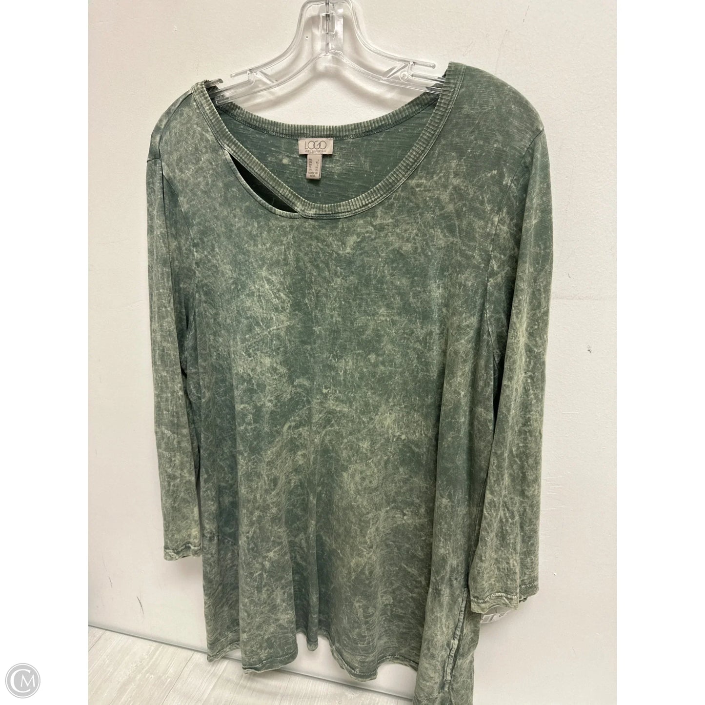 Tunic Long Sleeve By Logo In Green, Size: L
