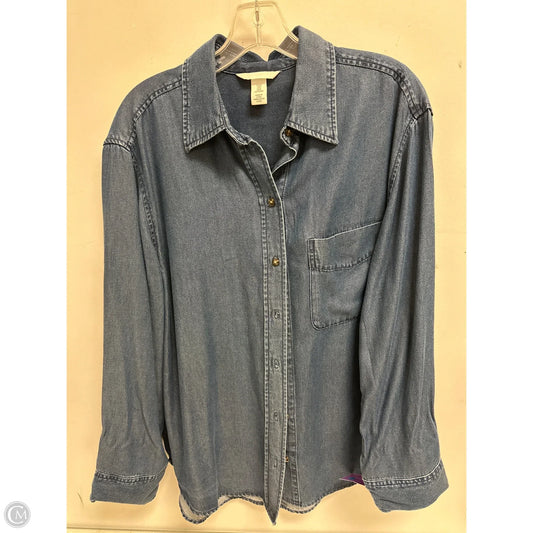 Blouse Long Sleeve By H&m In Blue Denim, Size: M