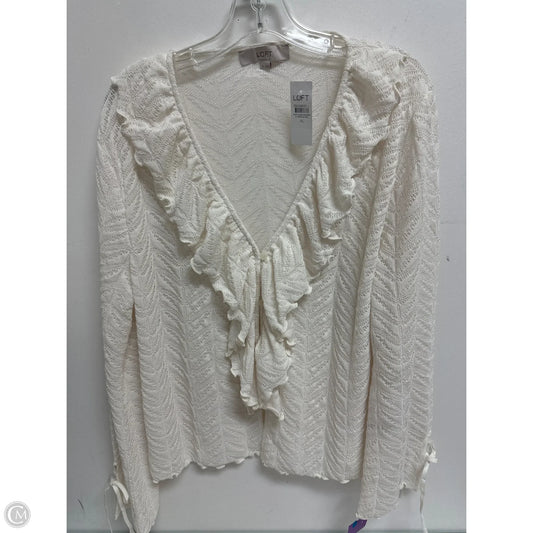 Blouse Long Sleeve By Loft In Cream, Size: Xl