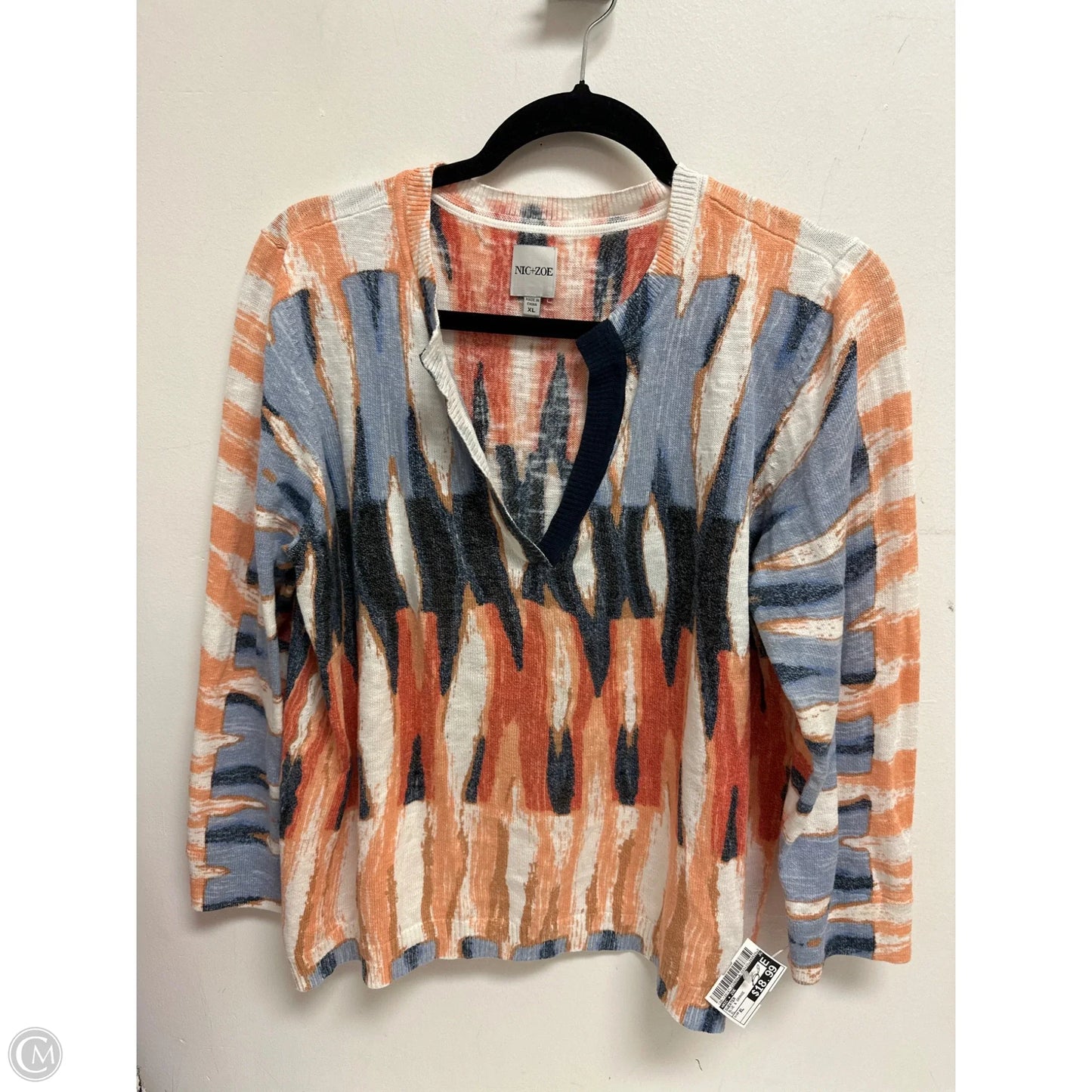 Sweater By Nic + Zoe In Blue & Orange, Size: Xl