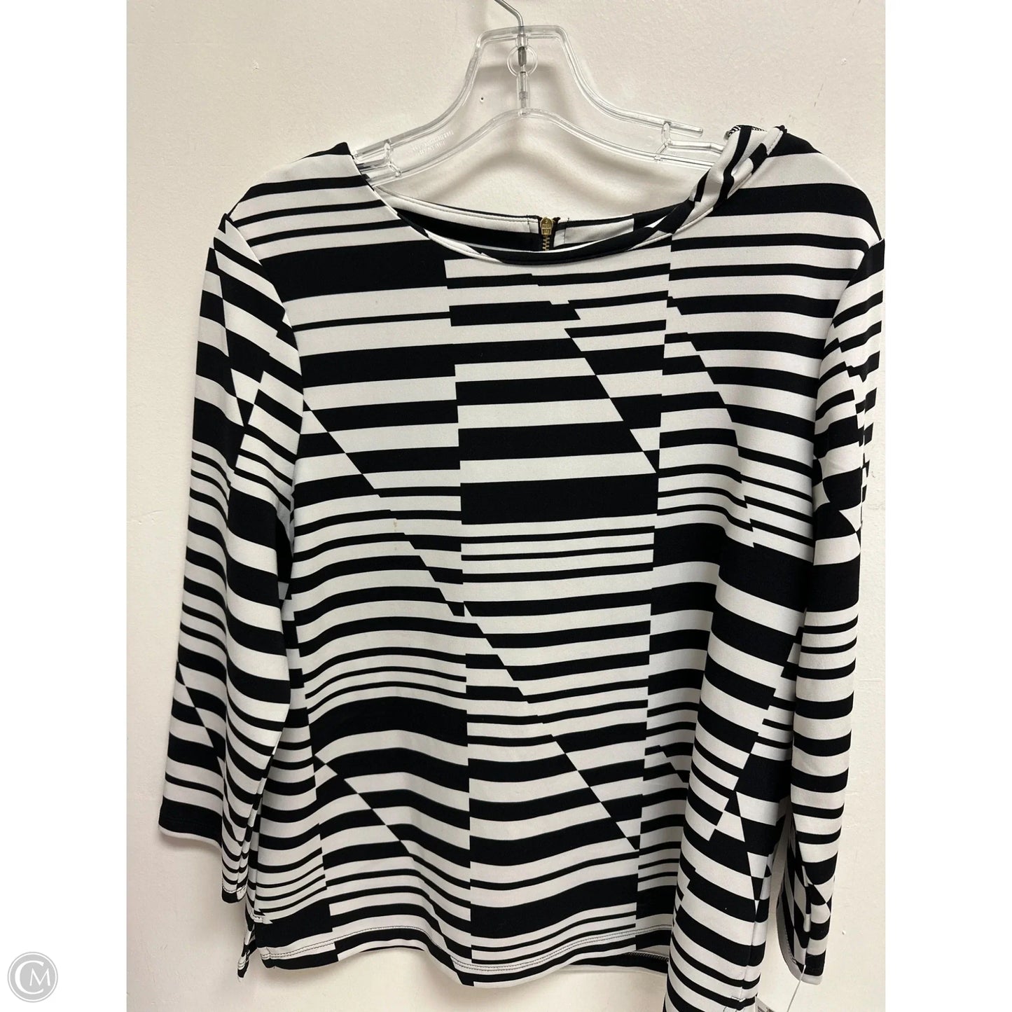 Top Long Sleeve By Chicos In Black & White, Size: M