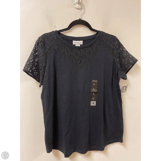 Top Short Sleeve By Liz Claiborne In Black, Size: L