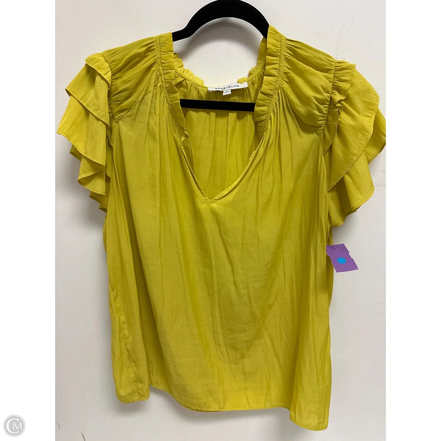 Top Short Sleeve By Rose And Olive In Yellow, Size: L