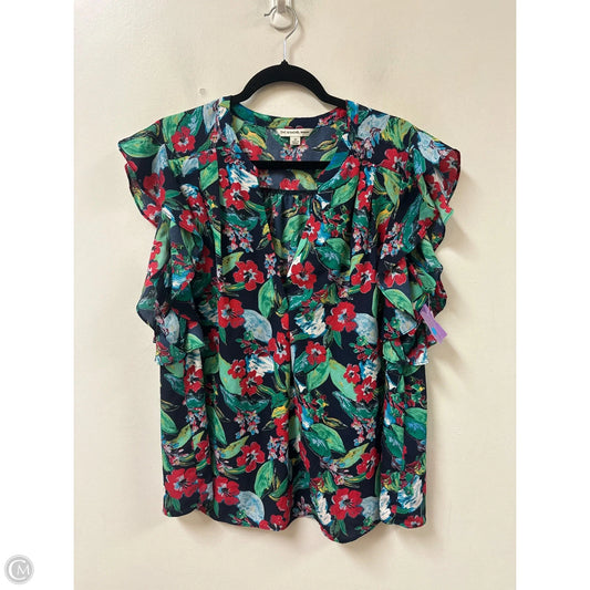 Top Short Sleeve By Zac And Rachel In Floral Print, Size: 1x