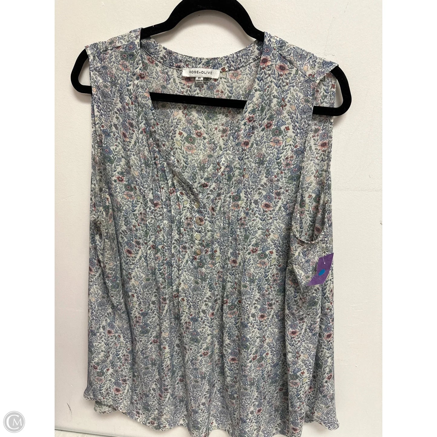 Tunic 3/4 Sleeve By Rose And Olive In Floral Print, Size: 2x