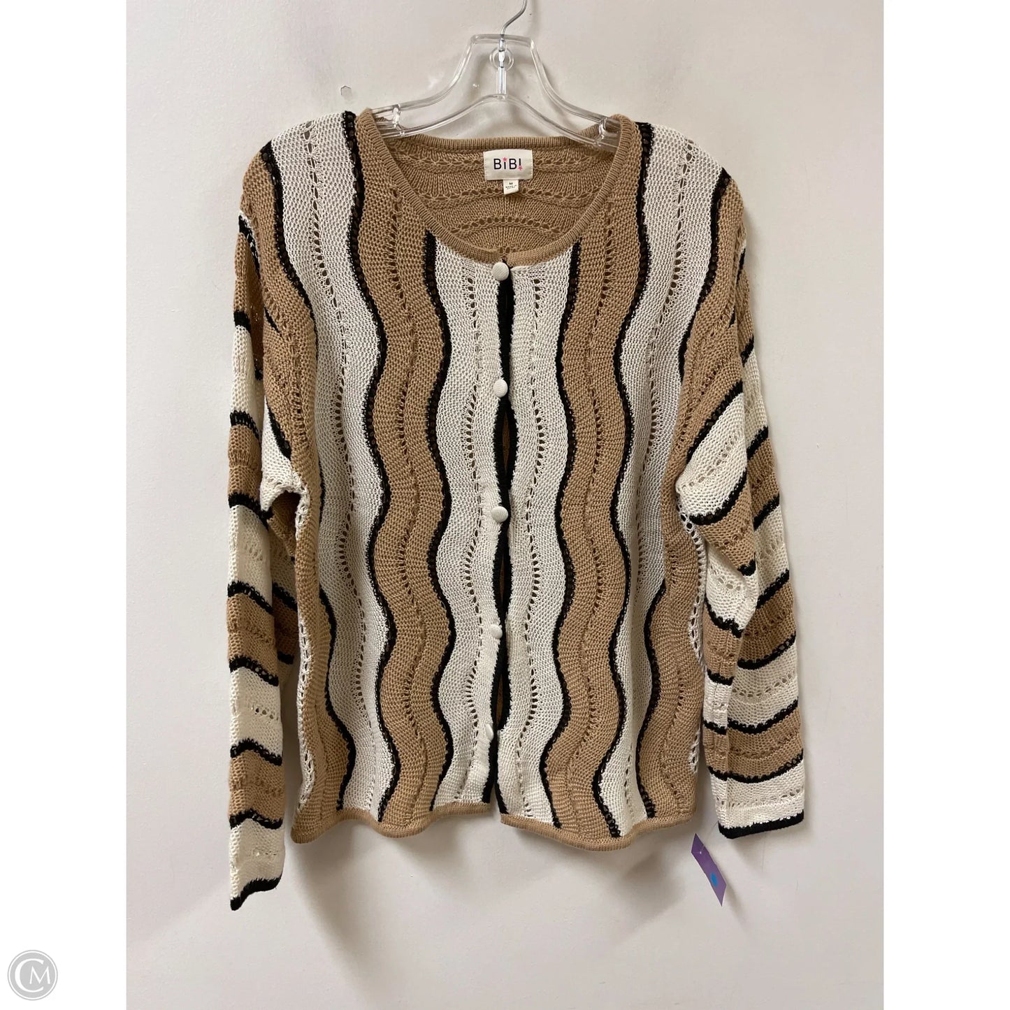 Sweater Cardigan By Bibi In Tan, Size: M