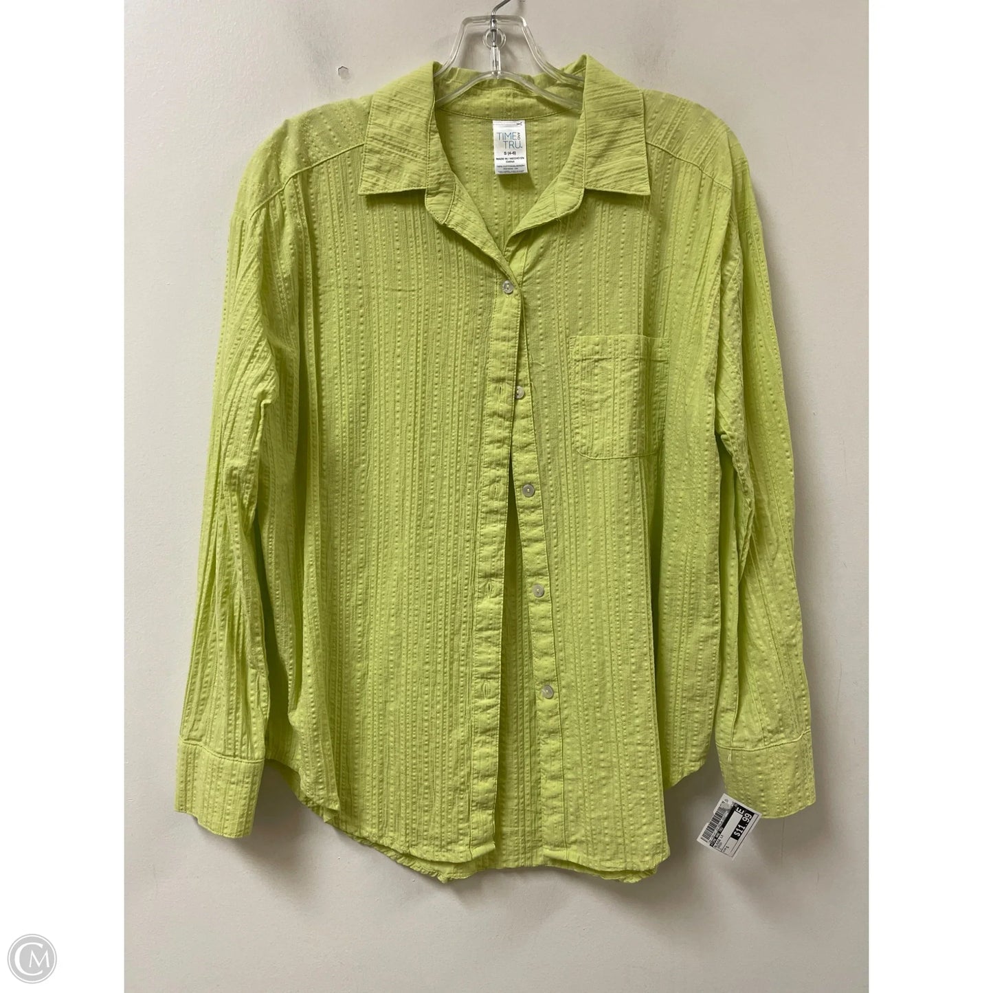 Blouse Long Sleeve By Time And Tru In Green, Size: S