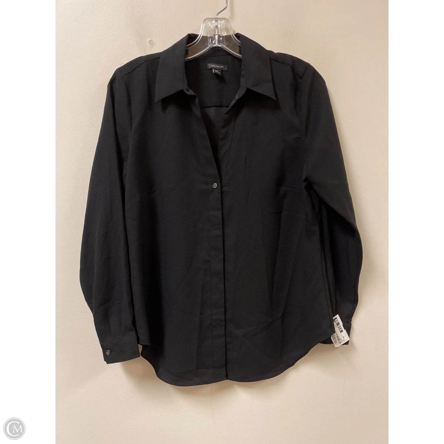 Blouse Long Sleeve By Ann Taylor In Black, Size: Mp