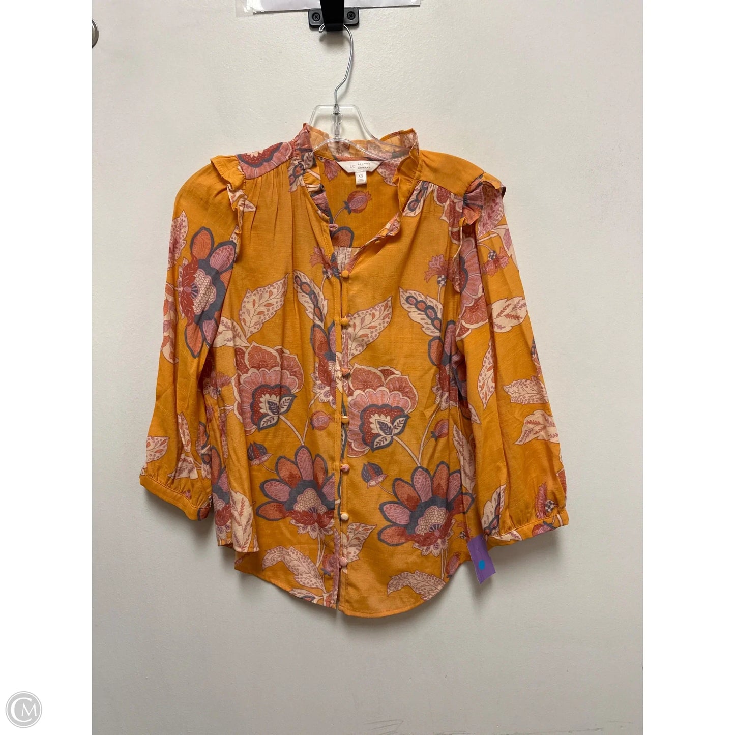 Top Long Sleeve By Lc Lauren Conrad In Yellow, Size: Xs