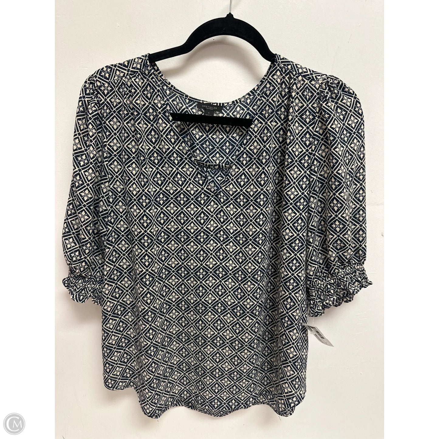Top Short Sleeve By Ann Taylor In Navy, Size: L