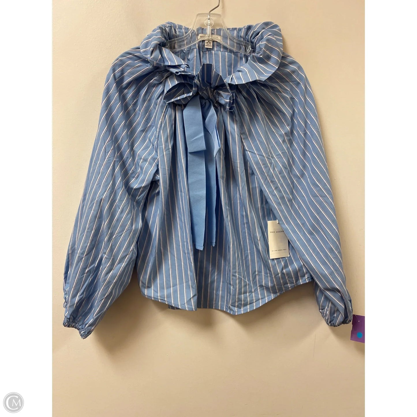 Top Long Sleeve By Free Assembly In Blue, Size: M