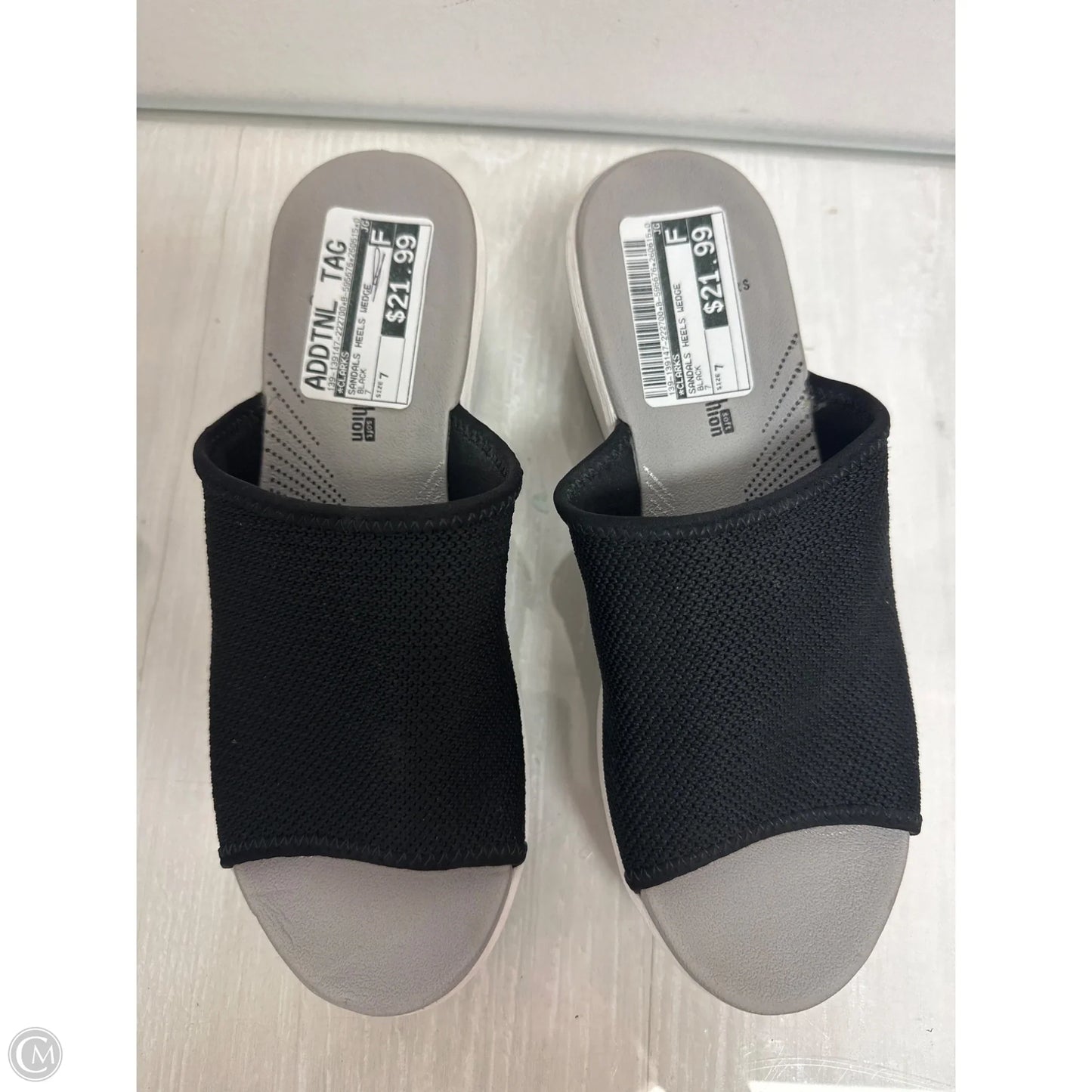 Sandals Heels Wedge By Clarks In Black, Size: 7